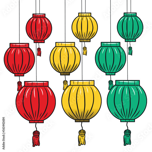 Lunar New Year illustration set, bacground,icon, ornamen. Chinese New Year,Happy New Year, congratulation