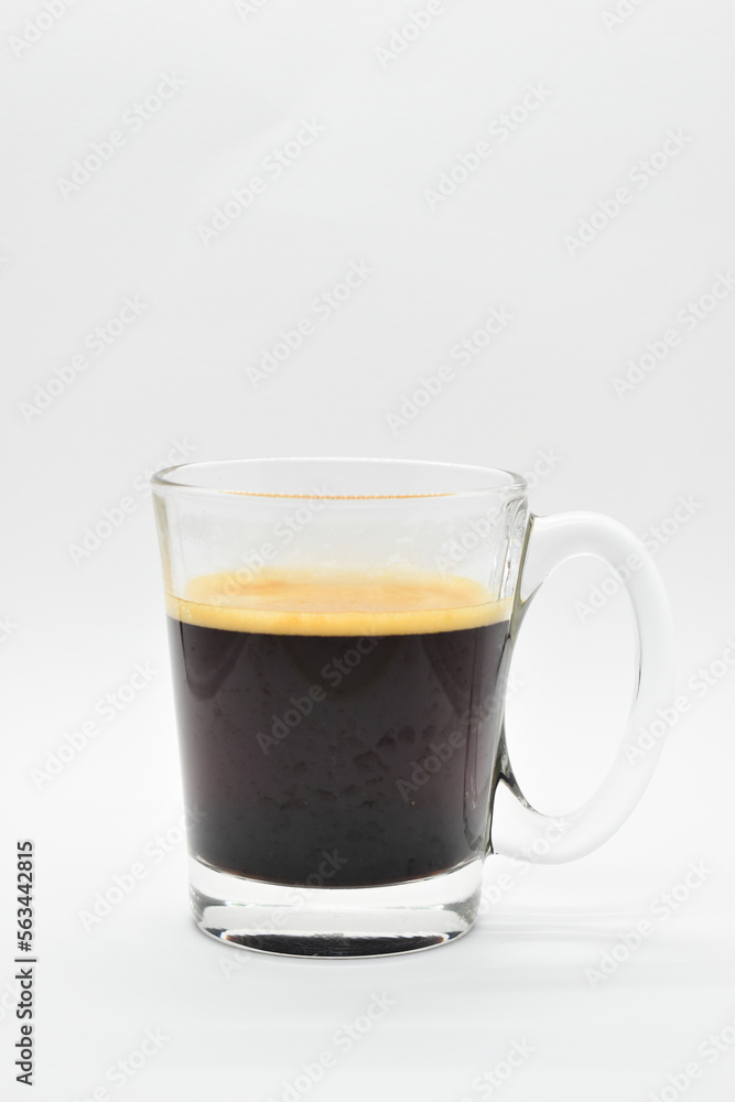 hot black coffee put on white table background hot black coffee put on white table background