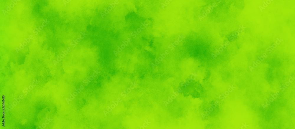 Naklejka premium Abstract green background with space and yellow smoke, light green watercolor background with stains, beautiful green paper texture background for wallpaper, design, card and decoration. 