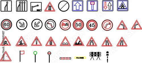 set of sketch vector illustration of traffic sign icon design