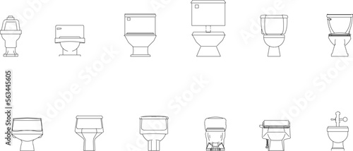set of sketches vector illustration of toilet design front view