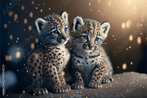 Cute Baby Clouded Leopards - Generative AI