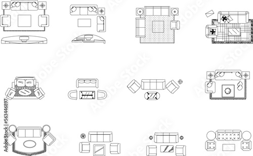 sketch vector illustration of a floor plan of a living room