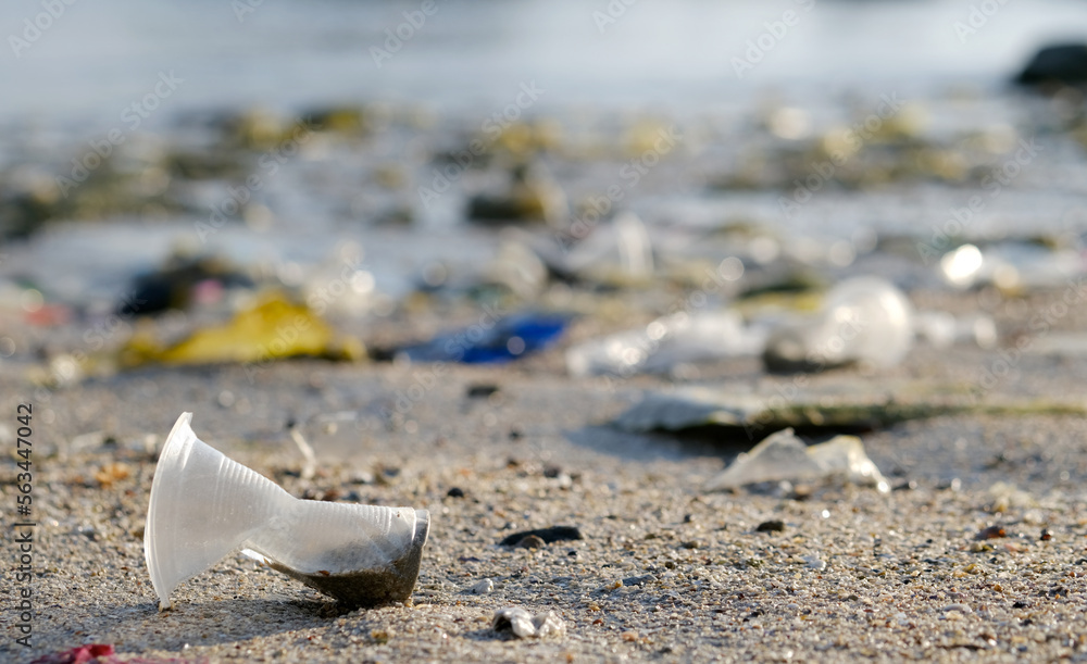 A lot of trash on the beach, plastic cups, and plastic bags. Marine debris is one of the world's major environmental problems.
Conserving the environment and marine nature A lot of trash on the beach, plastic cups, and plastic bags. Marine debris is one of the world's major environmental problems.
Conserving the environment and marine nature