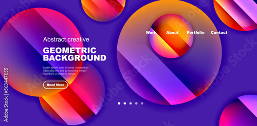 Colorful shiny and glossy circles abstract composition with light and shadow effects, geometric vector abstract background