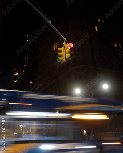 traffic light trails in the city at night