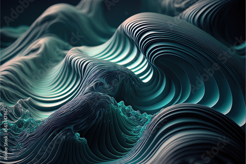 The desktop with abstract wave elements is full of mystery