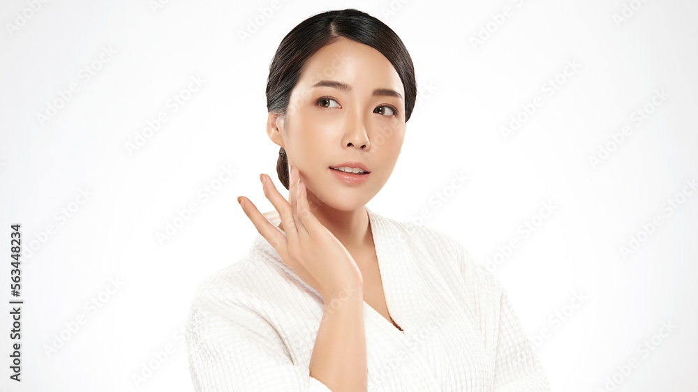 Beautiful young asian woman with clean fresh skin on white background, Face care, Facial treatment, Cosmetology, beauty and spa, Asian women portrait. Beautiful young asian woman with clean fresh skin on white background, Face care, Facial treatment, Cosmetology, beauty and spa, Asian women portrait.