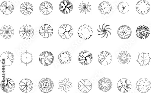 sketch vector illustration of plant symbol icon top view