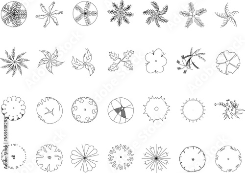 sketch vector illustration of plant symbol icon top view