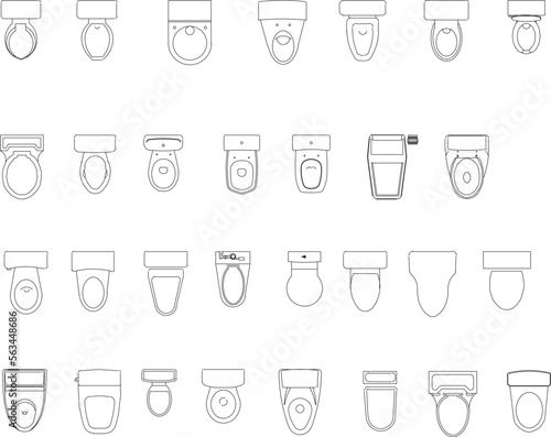 toilet design illustration vector sketch set top view