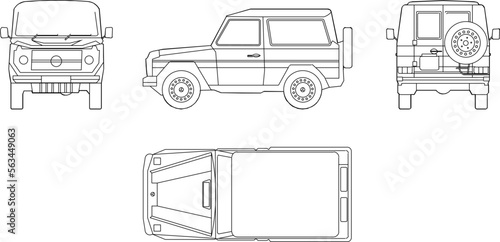 set of vector sketch of a classic super car design illustration looking at various sides