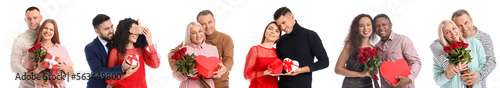 Set of happy couples on whi...