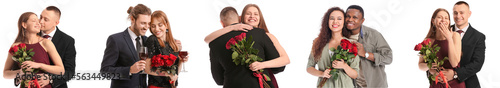 Set of happy couples on whi...