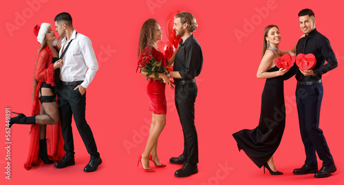 Set of happy young couples ...