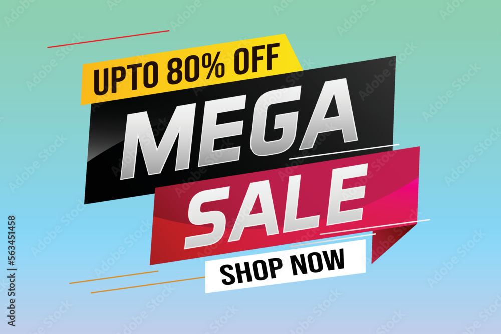 mega sale word concept vector illustration with lines and 3d style, landing page, template, ui, web, mobile app, poster, banner, flyer, background, gift card, coupon, label, wallpaper	