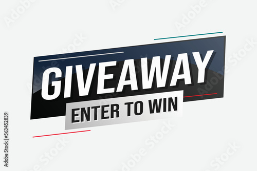 giveaway enter and win word vector illustration blue 3d style for social media landing page, template, ui, web, mobile app, poster, banner, flyer, background, gift card, coupon, label, wallpaper
