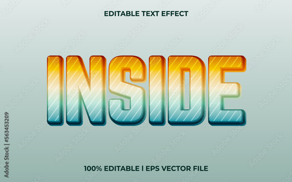 Inside editable text effect, lettering typography font style, trendy 3d text for tittle