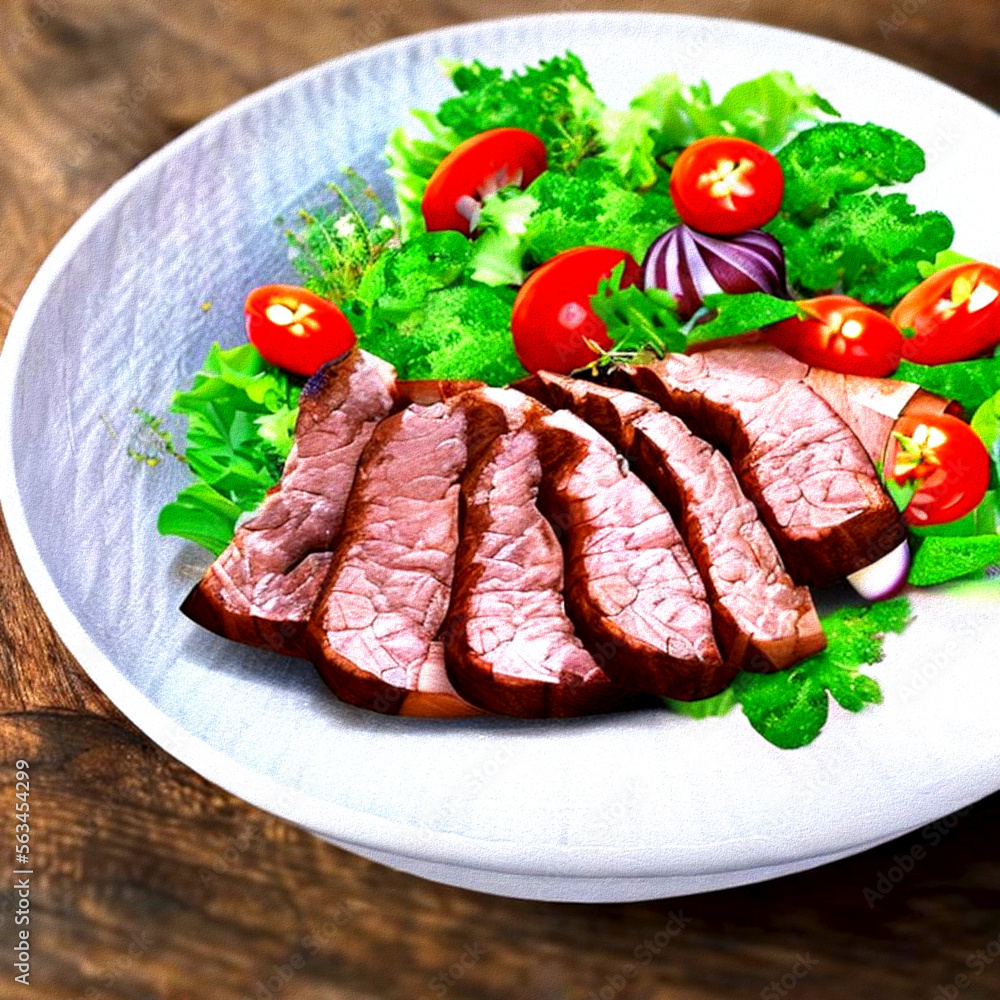 Salat mit Rindfleischstreifen