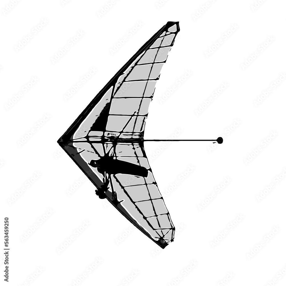Fototapeta premium hang gliding black and white sketch with a transparent background