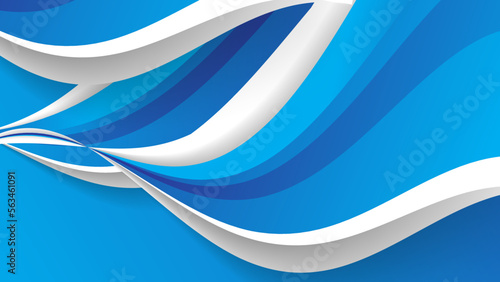 Blue abstract wave background. Modern poster with gradient 3d flow shape. Innovation background design for the cover, landing page.