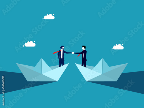 Two men shaking hands. Negotiate business and make business deals. merger concept vector