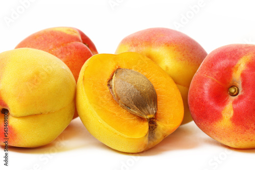 Apricot fruits slices isolated on white background