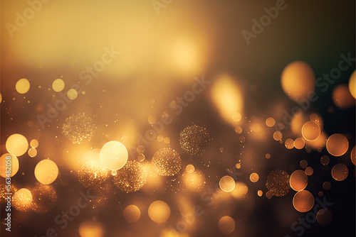 Golden Abstract shiny color gold wave design element with glitter effect on dark background. generative AI