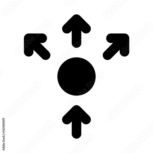 Diffusion Isolated Silhouette Solid Line Icon with diffusion, arrows Infographic Simple Vector Illustration