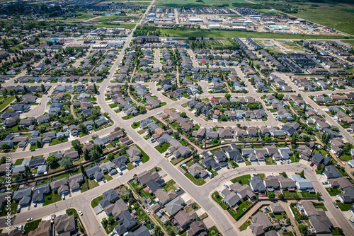 Aerial view of Warman in Central Saskatchewan, Canada