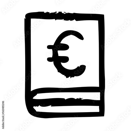 Bankbook Isolated Silhouette Solid Line Icon with bankbook, euro Infographic Simple Vector Illustration
