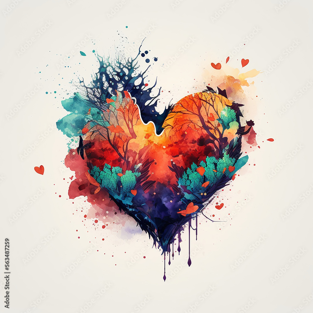 Valentine Heart watercolor Graphics