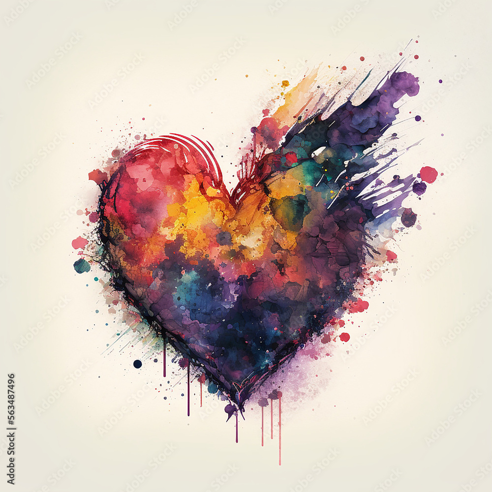 Valentine Heart watercolor Graphics