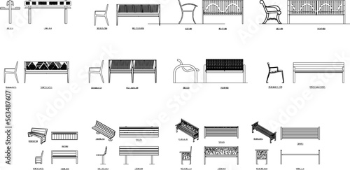 Vector sketch illustration of a minimalist bench for the park