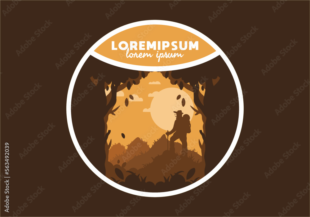 silhouette flat illustration of a mountain climber standing on top of a hill silhouette flat illustration of a mountain climber standing on top of a hill
