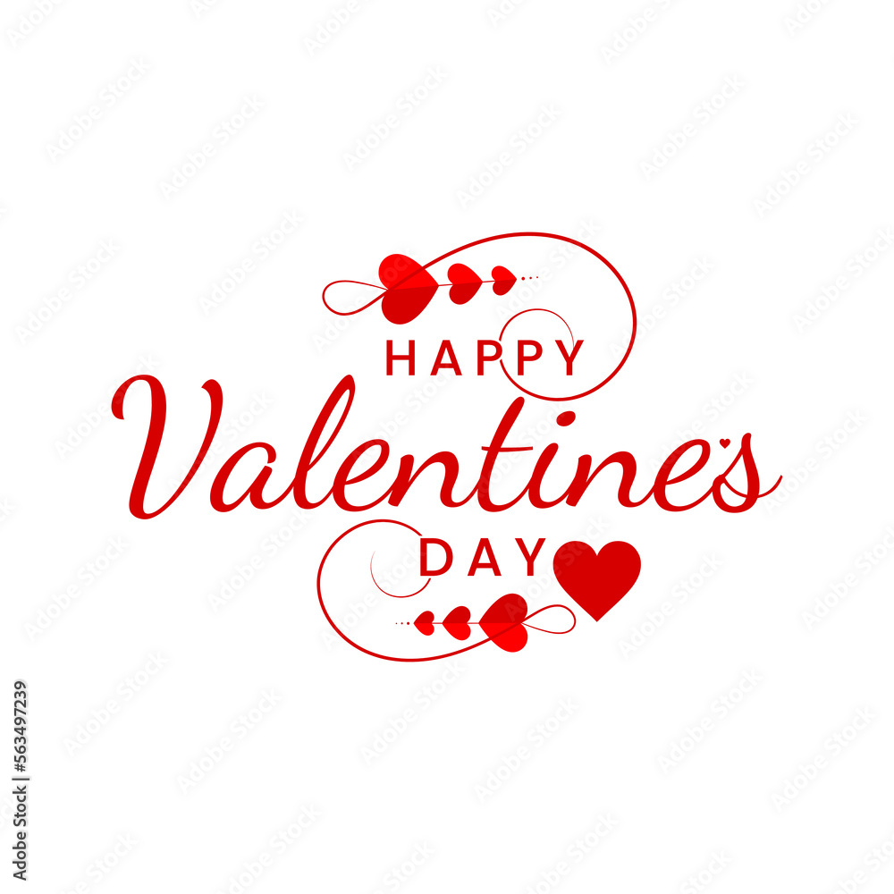 Happy Valentine's Day. Handwritten calligraphic lettering with red hearts. with heart pattern and typography of happy valentines day text . Vector illustration