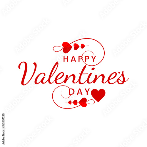Happy Valentine's Day. Handwritten calligraphic lettering with red hearts. with heart pattern and typography of happy valentines day text . Vector illustration