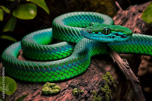 Beautiful species Trimeresurus albolabris . Generative AI