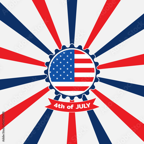 Abstract grunge rays background. USA colors.4th july. American independence day. Retro design. Background featuring red white and blue stripes. Independence Day Poster Vector Illustration.