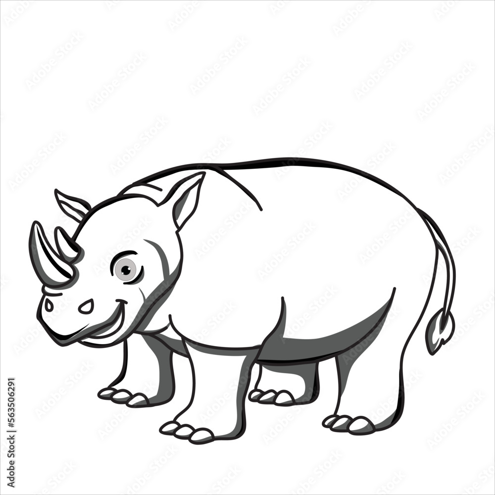 Obraz premium A cute rhinoceros art illustration design in vector for kids coloring book