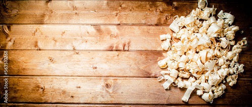Wood chips on the table. 