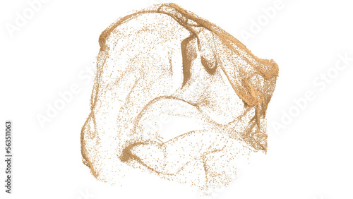 3D rendering of turbulent field of sand granules or fine dirt on transparent background