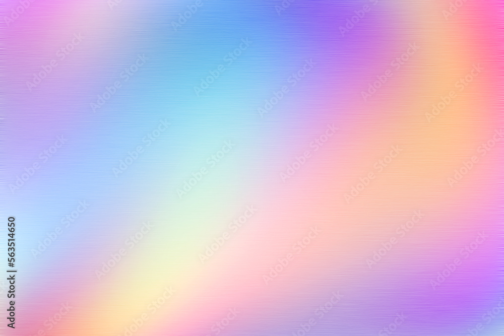 Abstract blurry holographic rainbow foil with fine brush texture background