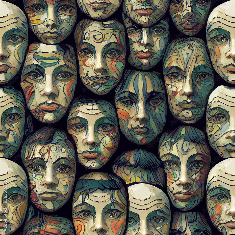 abstract face seamless pattern for background or giftwrapping print abstract face seamless pattern for background or giftwrapping print