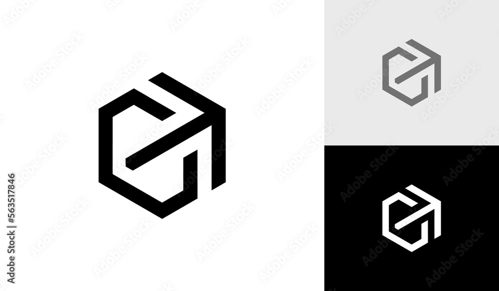 Letter C initial with arrow hexagon monogram logo design vector Letter C initial with arrow hexagon monogram logo design vector
