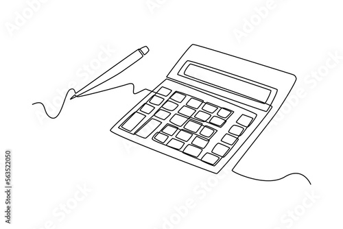Photo Continuous one line drawing calculator with pen