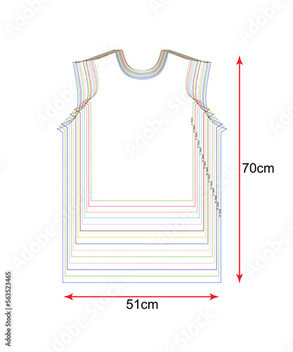 Apparel sewing pattern block outline drawing vector illustration front views isolated on white.