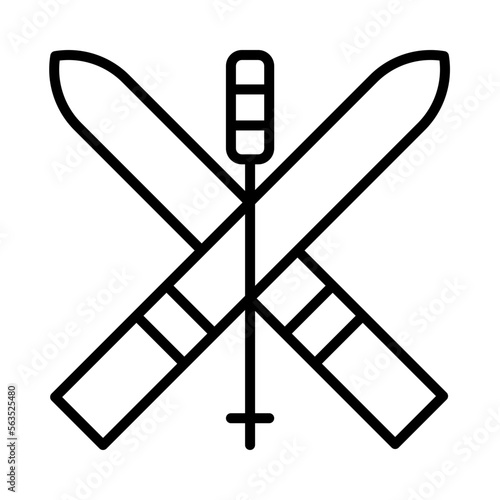 Skiing Isolated Silhouette Solid Line Icon with skiing, olympics, paralympics, sport, sports Infographic Simple Vector Illustration