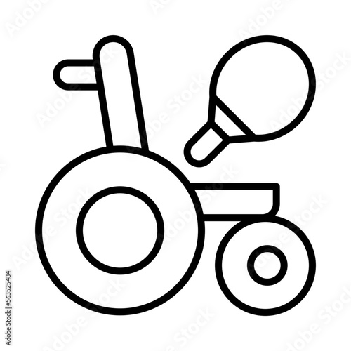 Wheelchair-Table-Tennis Isolated Silhouette Solid Line Icon with wheelchair-table-tennis, paralympics, sport, sports, wheelchair-ping-pong Infographic Simple Vector Illustration