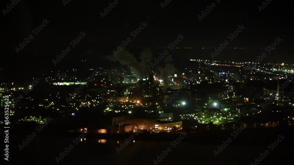 夜の室蘭の工場地帯 夜の室蘭の工場地帯